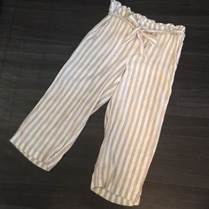 Striped Flowy Cropped Pants